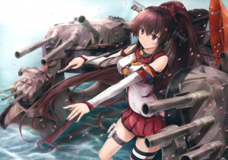 Картинка аниме kantai+collection фон взгляд оружие девушка