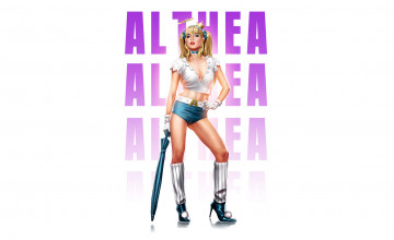 Картинка рисованное комиксы зонтик нимб взгляд девушка фон