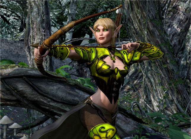 Обои картинки фото 3д графика, эльфы , elves, эльфийки, фон, взгляд