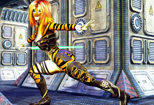 Обои картинки фото 3д графика, существа , creatures, взгляд, девушка, фон