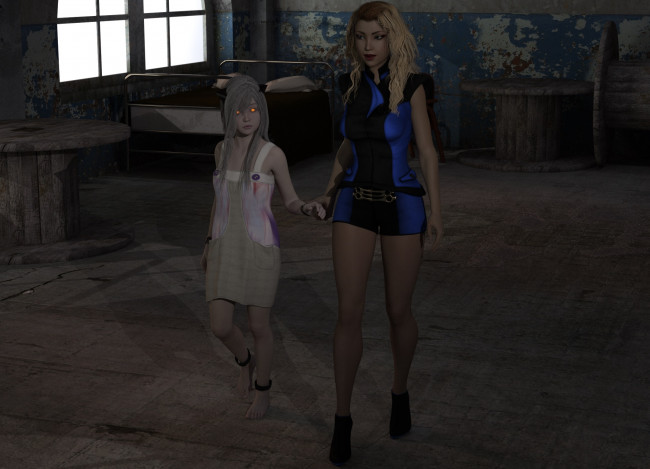 Обои картинки фото 3д графика, фантазия , fantasy, взгляд, девушки, фон