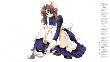 Картинка календари аниме девушка взгляд 2018 очки кошка