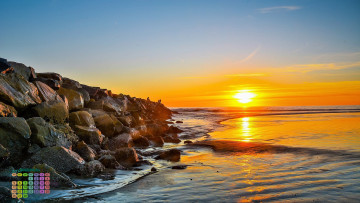 Картинка календари природа водоем закат камни 2018