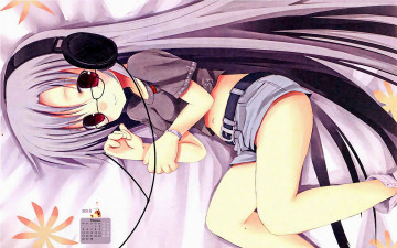 Картинка календари аниме 2018 девушка лицо взгляд очки наушники