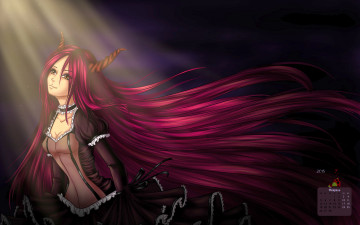 Картинка календари аниме девушка 2018 взгляд рога