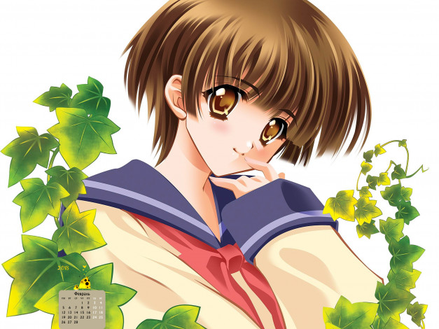 Обои картинки фото календари, аниме, девушка, взгляд, 2018