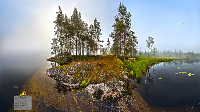 Обои картинки фото календари, природа, деревья, растения, водоем, 2018