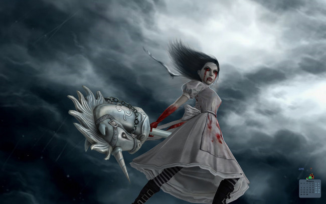 Обои картинки фото календари, рисованные,  векторная графика, взгляд, кровь, лицо, девушка, 2018