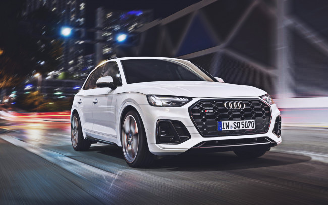 Обои картинки фото 2021 audi sq5, автомобили, audi, sq5, дорога, кроссовер, 2021, немецкие, авто, ауди, белый