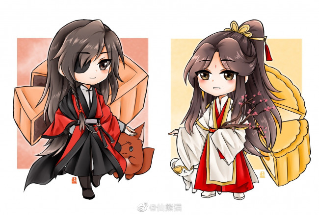 Обои картинки фото аниме, tian guan ci fu, персонажи, животные, пироги