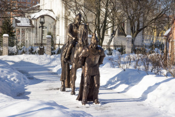 Картинка города -+памятники +скульптуры +арт-объекты парк лукоморье совхоз имени ленина витязь с пленником зима московская область