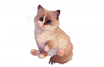 Картинка рисованное животные +коты котенок