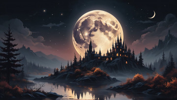 Картинка фэнтези замки нейросети графика нейроарт ai art нейронные сети рисунки нейро искусство