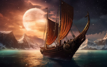 Картинка корабли 3d вода корабль парусник фэнтези водоем судно плавание парусное