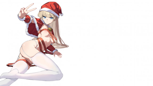 Обои картинки фото аниме, зима,  новый год,  рождество, снегурочка, новый, год