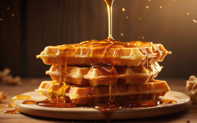Обои картинки фото 3д графика, еда-, food, вафли, мед