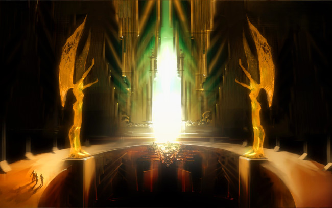 Обои картинки фото видео игры, guild wars, зал, свет, статуи, люди