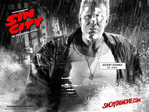 Обои картинки фото mickey, rourke, as, marv, кино, фильмы, sin, city