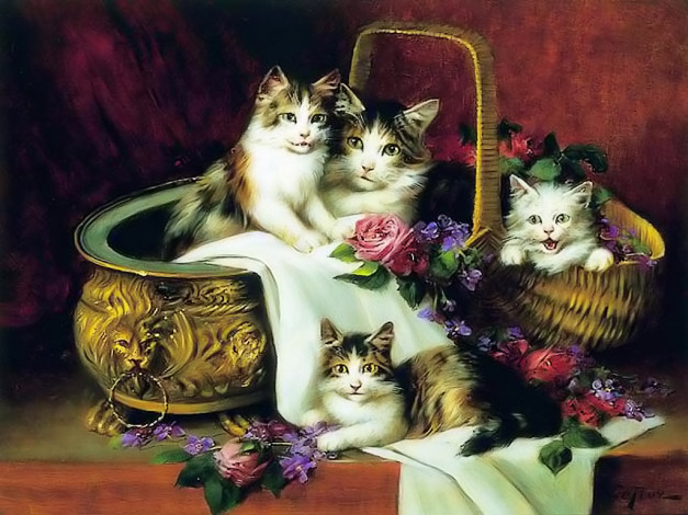 Обои картинки фото рисованные, животные, коты