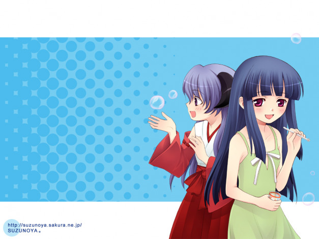 Обои картинки фото аниме, higurashi, no, naku, koro, ni, furude, rika, hanyuu