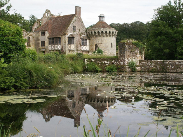Обои картинки фото города, здания, дома, пруд, лилии, дом