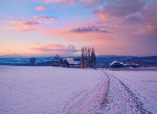 Картинка switzerland природа зима пейзаж деревня дорога снег швейцария