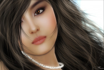 Картинка 3д графика portraits портрет волосы лицо азиатка