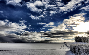 Картинка природа зима небо поле