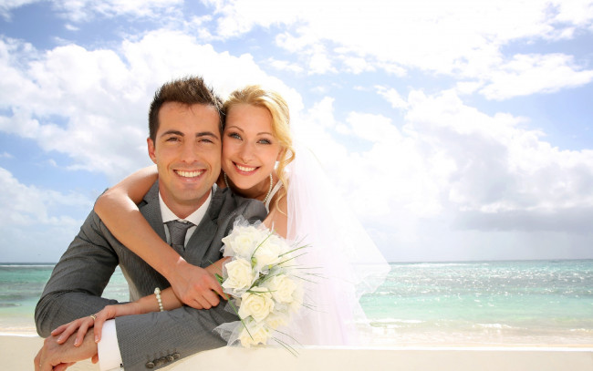 Обои картинки фото разное, мужчина женщина, молодожены