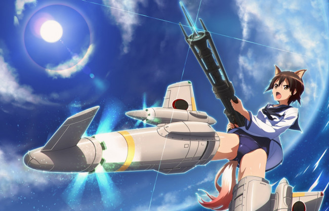 Обои картинки фото strike, witches, аниме, оружие, miyafuji, yoshika