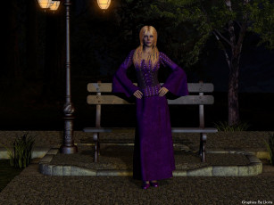 Картинка 3д+графика people+ люди скамейка девушка