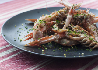 Картинка еда рыбные+блюда +с+морепродуктами зелень раки