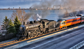 Картинка техника паровозы железная рельсы дорога состав паровоз