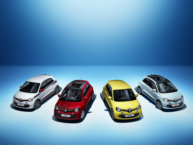 Обои картинки фото автомобили, renault, twingo, синий, фон, 2014г