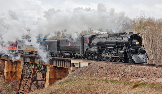Обои картинки фото техника, паровозы, рельсы, дорога, железная, состав, паровоз
