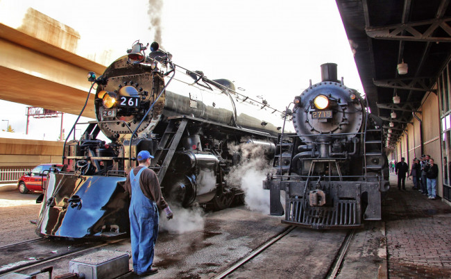 Обои картинки фото техника, паровозы, состав, станция, дорога, железная