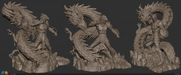 Картинка 3д+графика _science+fiction дракон воин фон