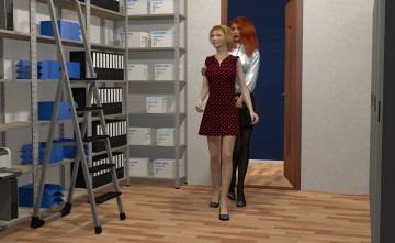 Картинка 3д+графика люди+ people офис фон взгляд девушки