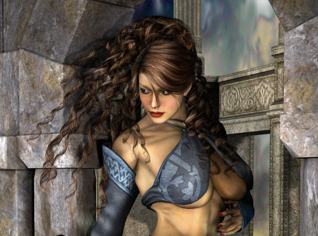 Обои картинки фото 3д графика, люди , people, фон, взгляд, девушка