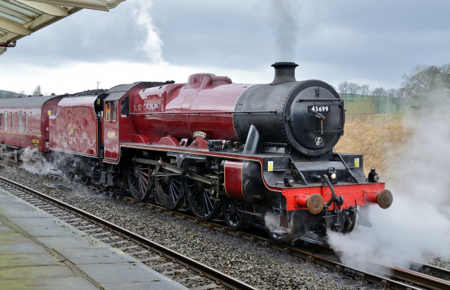 Обои картинки фото техника, паровозы, паровоз, дорога, железная