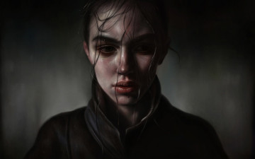 Картинка рисованное люди волосы глаза грусть лицо девушка взгляд