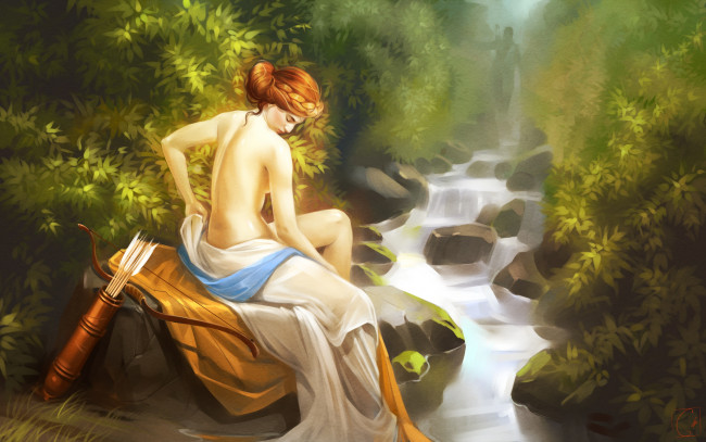 Обои картинки фото gaudibuendia, рисованное, люди, девушка, природа, живопись