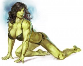 Картинка рисованное комиксы взгляд фон девушка купальник