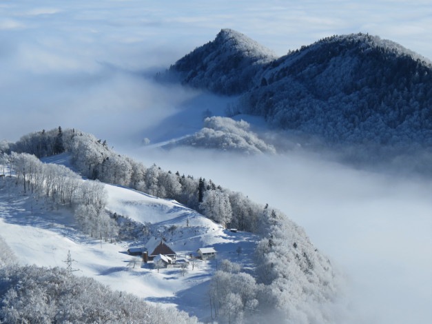 Обои картинки фото природа, горы, снег