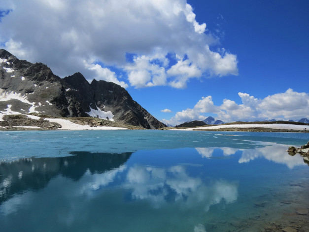 Обои картинки фото природа, реки, озера, горы, озеро, облака