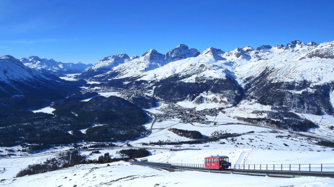 Обои картинки фото природа, горы, снег, фуникулер