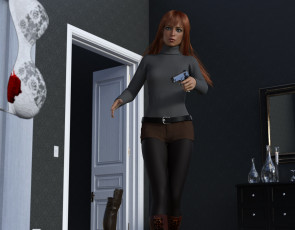 обоя failed mission, 3д графика, фантазия , fantasy, девушка, фон, взгляд