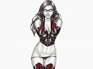 Картинка рисованное комиксы девушка очки корсет взгляд фон