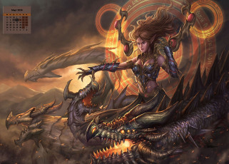 Картинка календари фэнтези 2018 женщина дракон