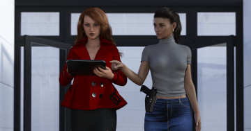 Картинка she+wolf 3д+графика фантазия+ fantasy фон взгляд девушка